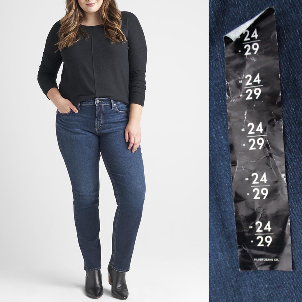 Silver Jeans Co. Suki Mid Rise Straight Leg Jeans Plus Size 24